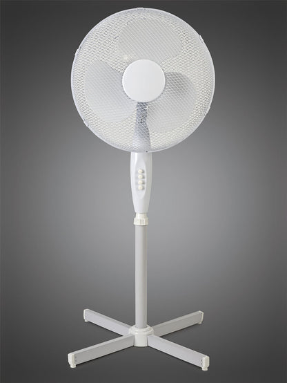 Airo 45W 16 Inch 3 Speed Oscillating Pedestal Fan in White