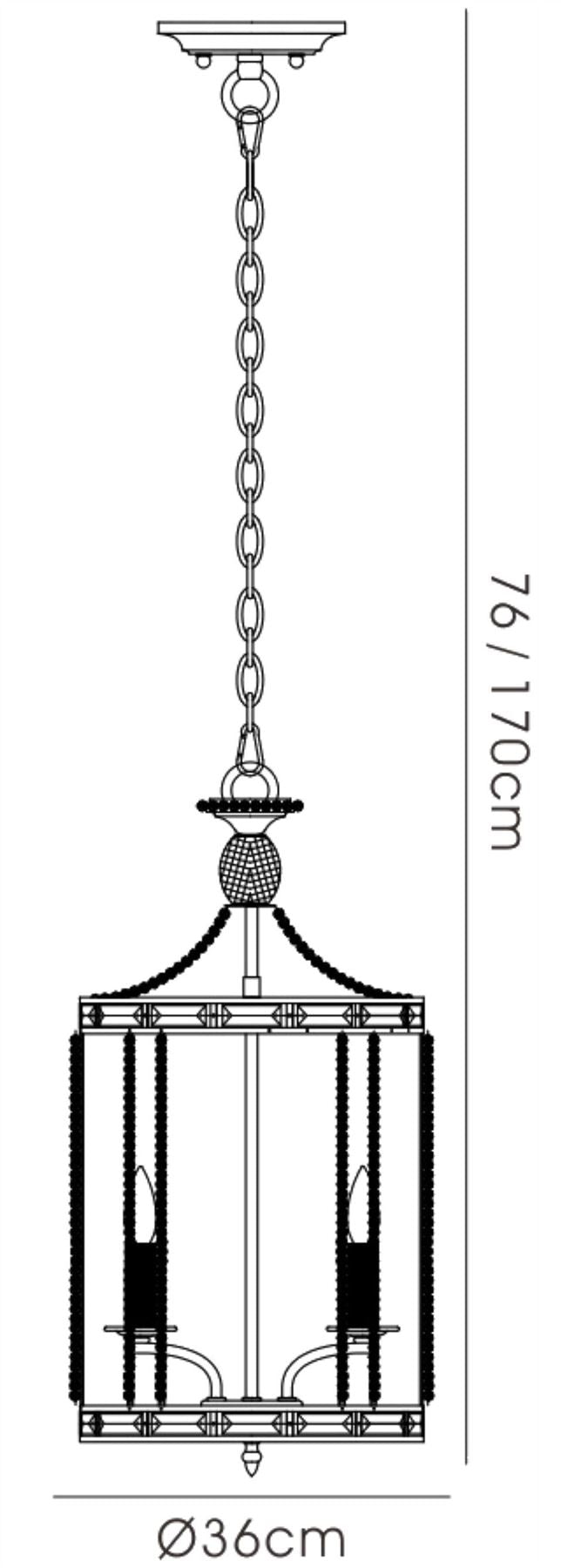Diyas Adina  4 Light E14 Polished Nickel/Crystal Ceiling Pendant Light Fitting