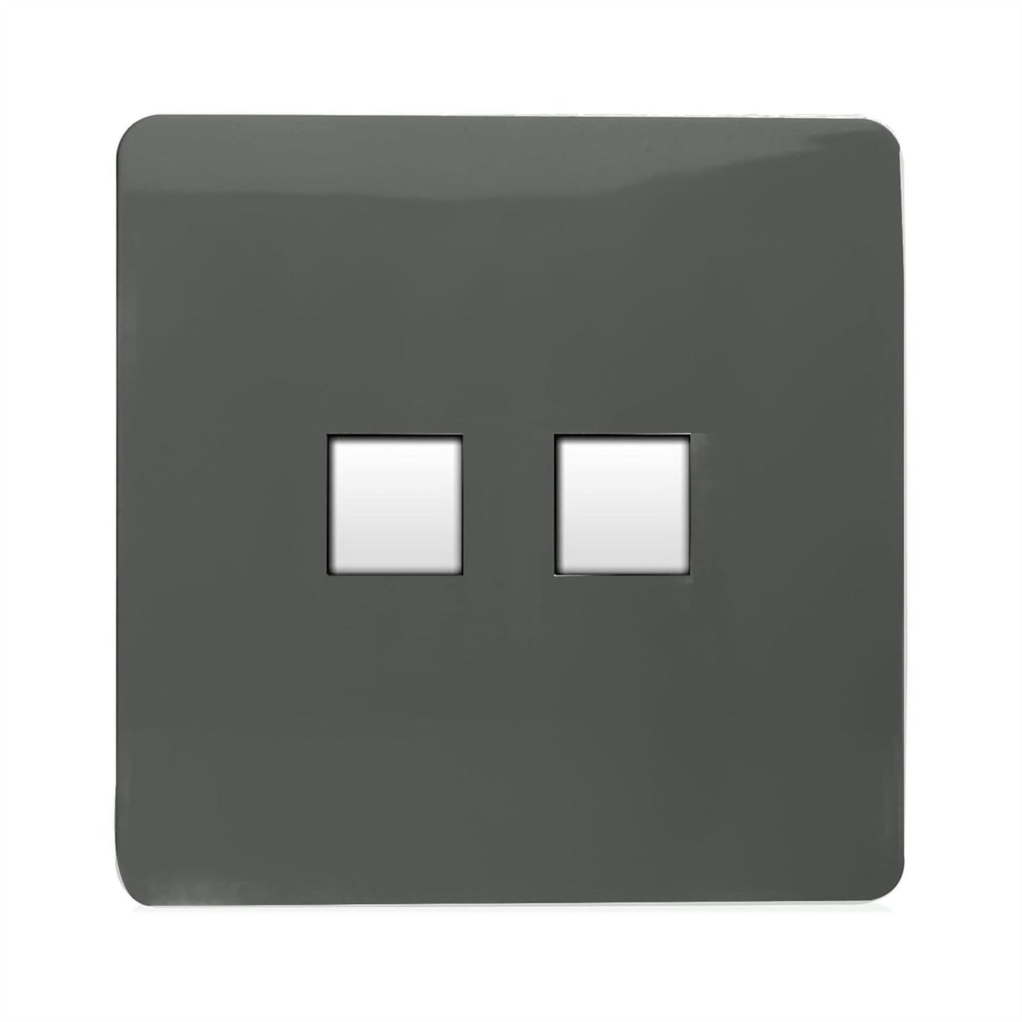 Trendi Artistic Modern Glossy Tactile Telephone Socket + Cat 5e&Cat 6 RJ45 PC Socket Charcoal