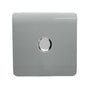 Trendi 1 Gang 2 Way 240V 100w LED Dimmer Screwless Raised Front Plate Plastic Artistic Modern Glossy 10 Amp Chrome Single Electrical Wall Light Switch in Platinum Silver - ART-LDMSI