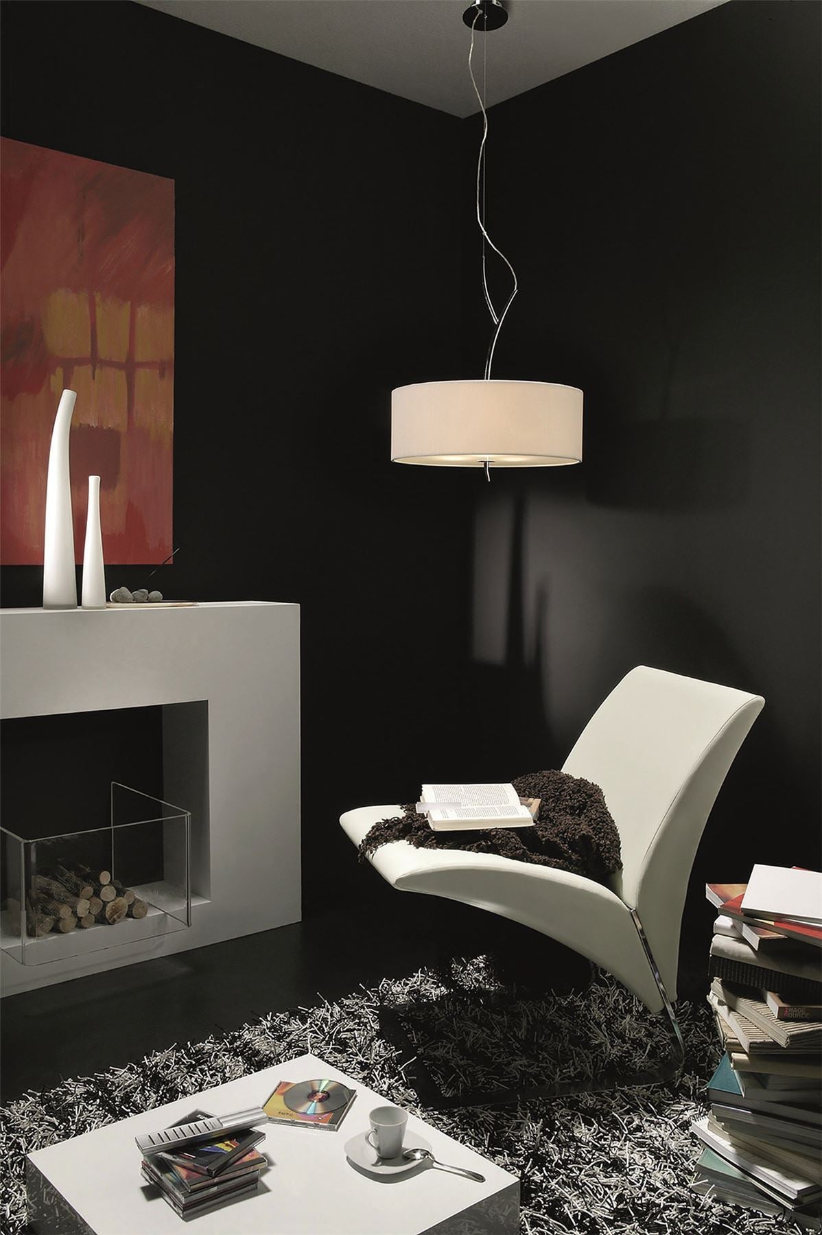 Mantra M1133 Eve Pendant 3 Light E27, Polished Chrome with White Round Shade