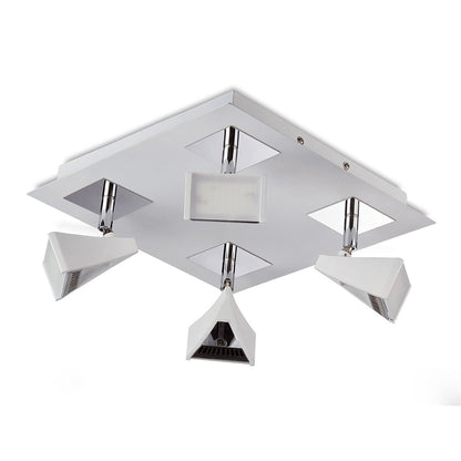 Mantra Fusion Filippo Spot Light 4 Light LED Square 20W 3000K, 1750lm, Matt White/Polished Chrome, 3yrs Warranty