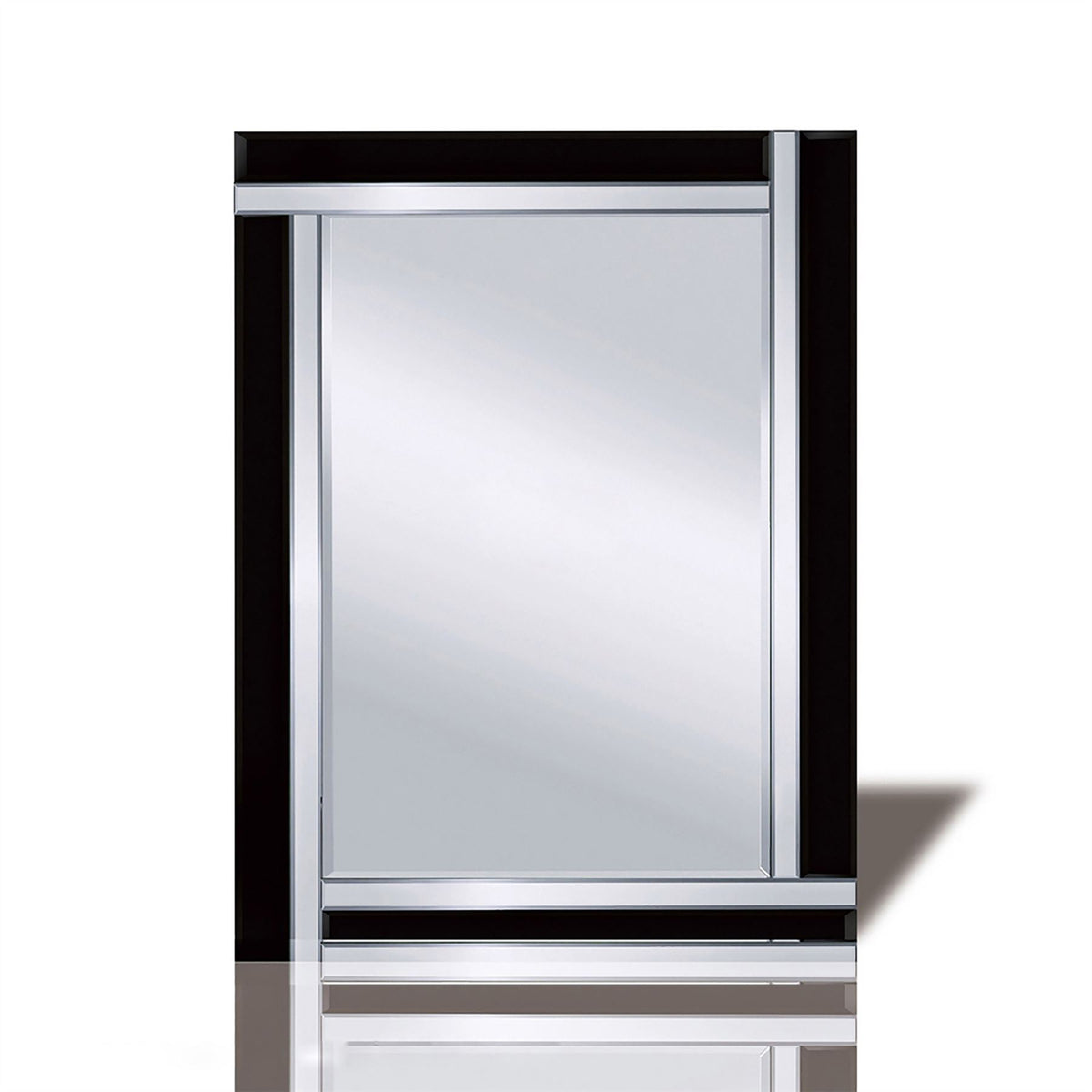 Diyas Home Nevada 60cm x 80cm Black Boarder Cut Detailed Mirror (Can Only Be Shipped On A Pallet, Additional Charges May Apply.) Mirrors