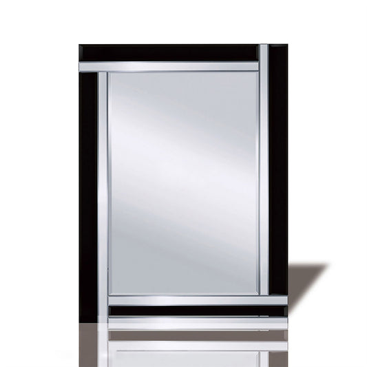 Diyas Home Nevada 60cm x 80cm Black Boarder Cut Detailed Mirror (Can Only Be Shipped On A Pallet, Additional Charges May Apply.) Mirrors
