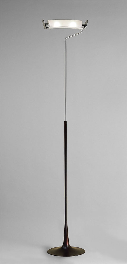 Mantra Zira Floor Lamp 2 Light G9, Polished Chrome/Frosted White Glass/Wenge, NOT LED/CFL Compatible