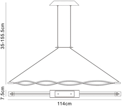 Mantra M4860 Sahara Linear Pendant 36W LED 3000K, 2520lm, Silver, Frosted Acrylic, Polished Chrome, 3yrs Warranty