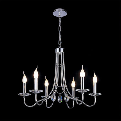 Diyas Danya 67cm  Round 6 Light E14 Polished Chrome/Crystal Ceiling Pendant Light Fitting