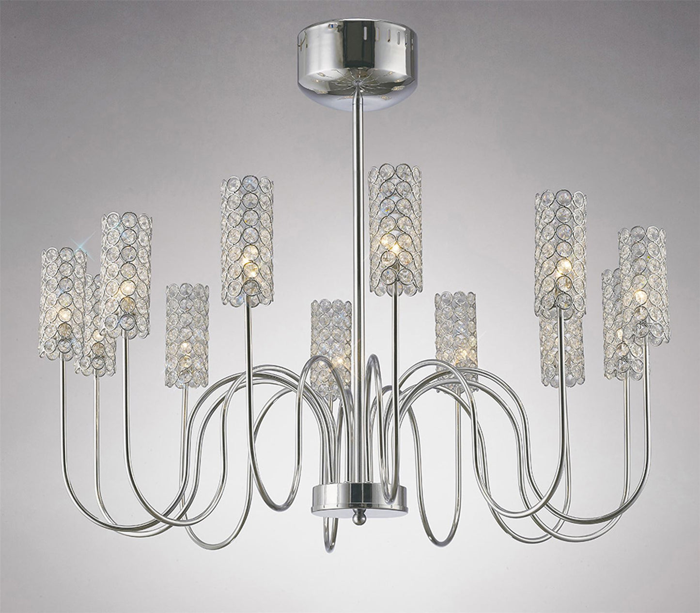 Diyas Martina 78cm  12 Light G4 Polished Chrome/Crystal, NOT LED/CFL Compatible Ceiling Pendant Light Fitting