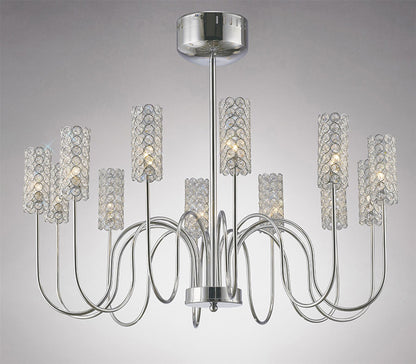 Diyas Martina 78cm  12 Light G4 Polished Chrome/Crystal, NOT LED/CFL Compatible Ceiling Pendant Light Fitting