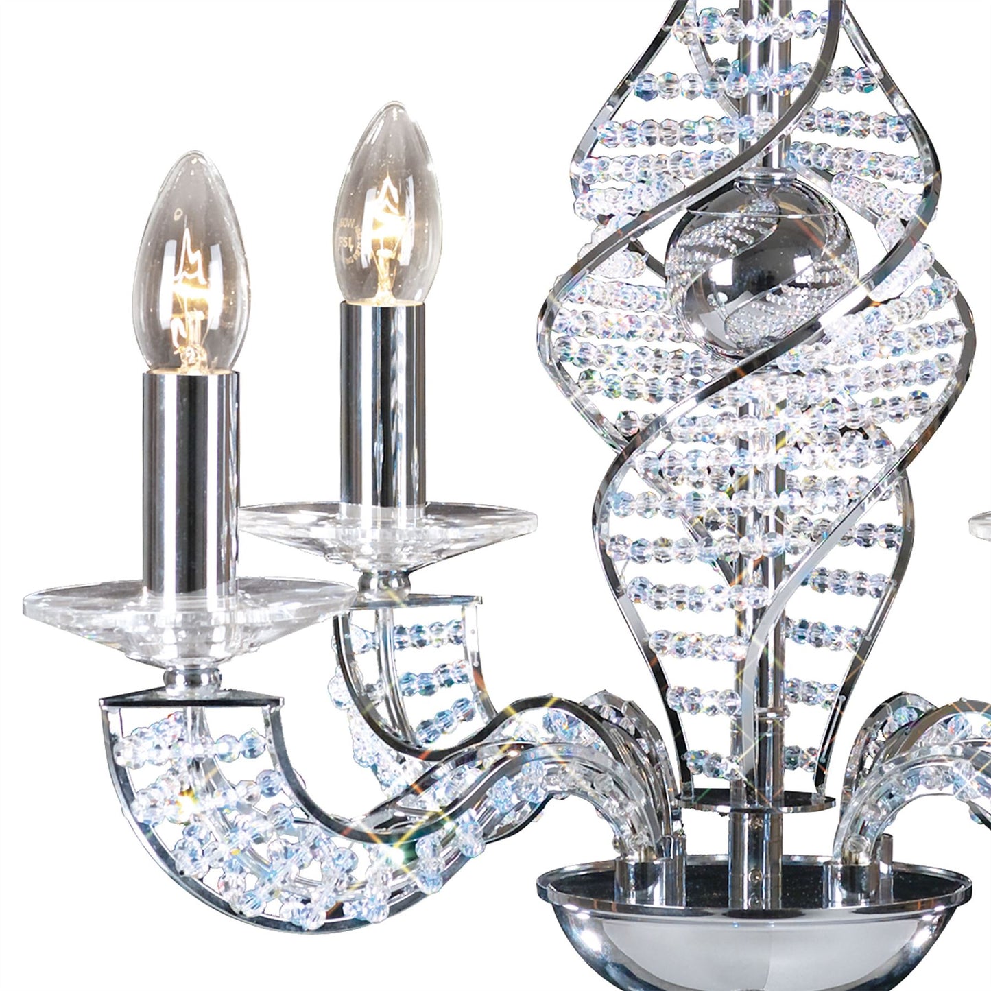 Diyas Santo 52cm  4 Light E14 Polished Chrome/Crystal Ceiling Pendant Light Fitting