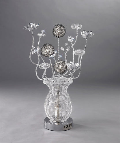 Diyas Home Calista Aluminium (DH) Calista Crystal Table Lamp 4 Light G4 Silver/Black, NOT LED/CFL Compatible