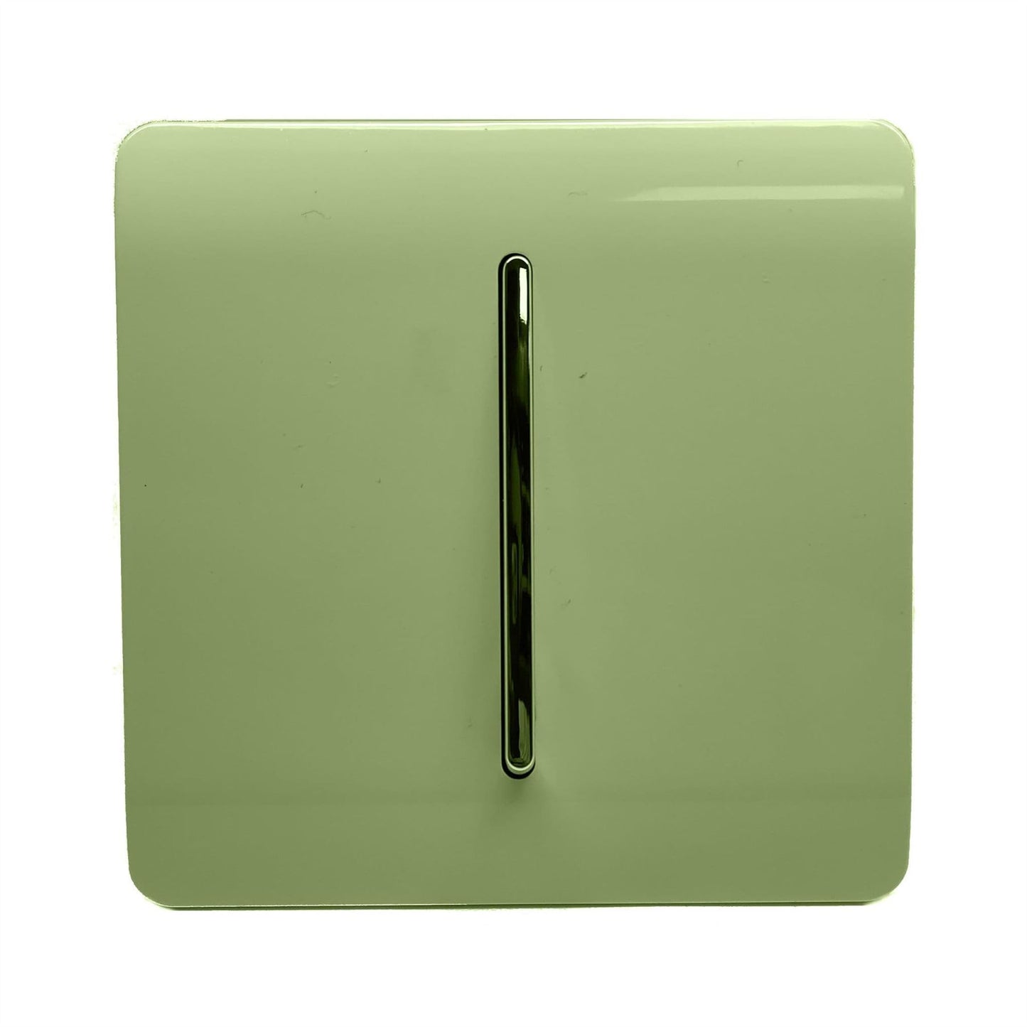 Trendi 1 Gang 2 Way 10 Amp Rocker Chrome Light Switch Glossy Moss Green