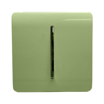 Trendi 1 Gang 2 Way 10 Amp Rocker Chrome Light Switch Glossy Moss Green