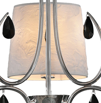 Mantra M6315 Andrea Pendant 67cm Round, 5 x E14 (Max 20W), Polished Chrome, White Shades, Black Crystal Droplets