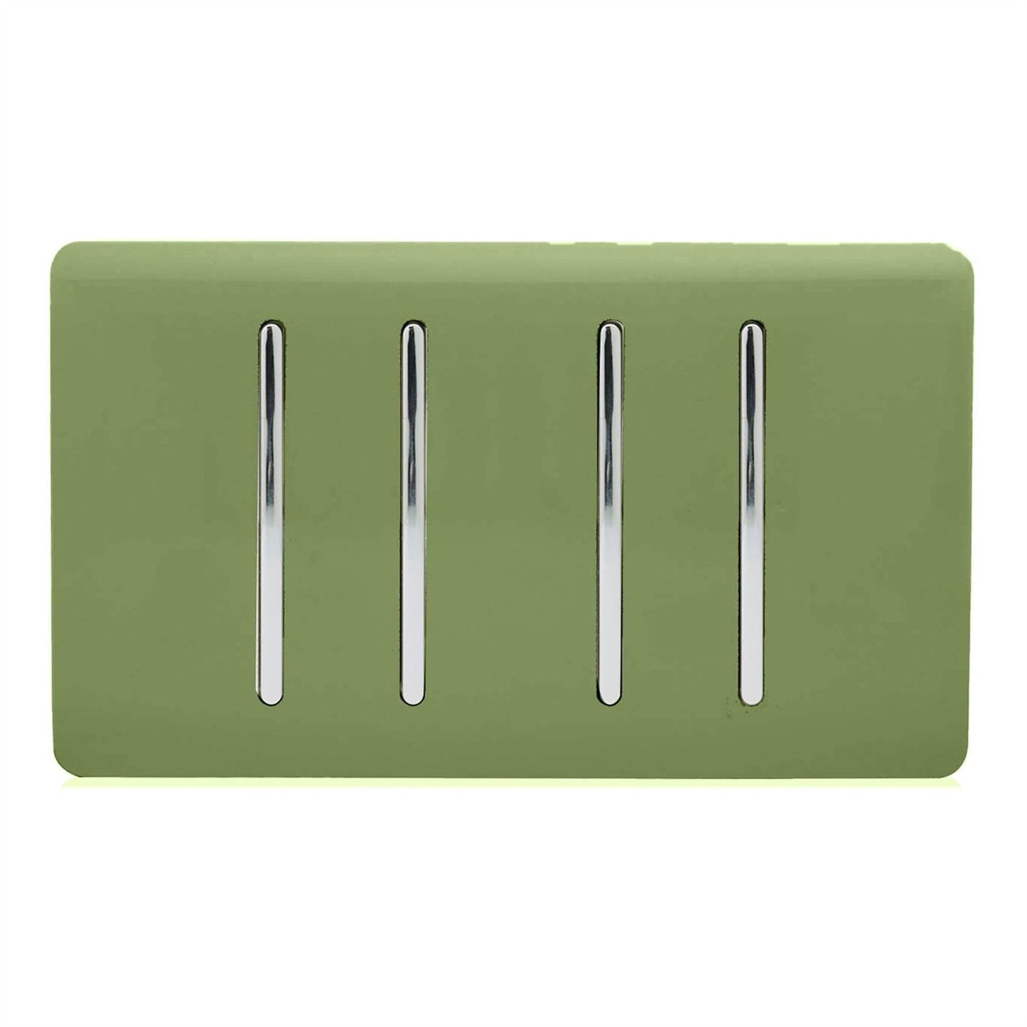 Trendi 4 Gang 3 Way Intermediate Artistic Modern Glossy 10 Amp Rocker Light Switch Moss Green