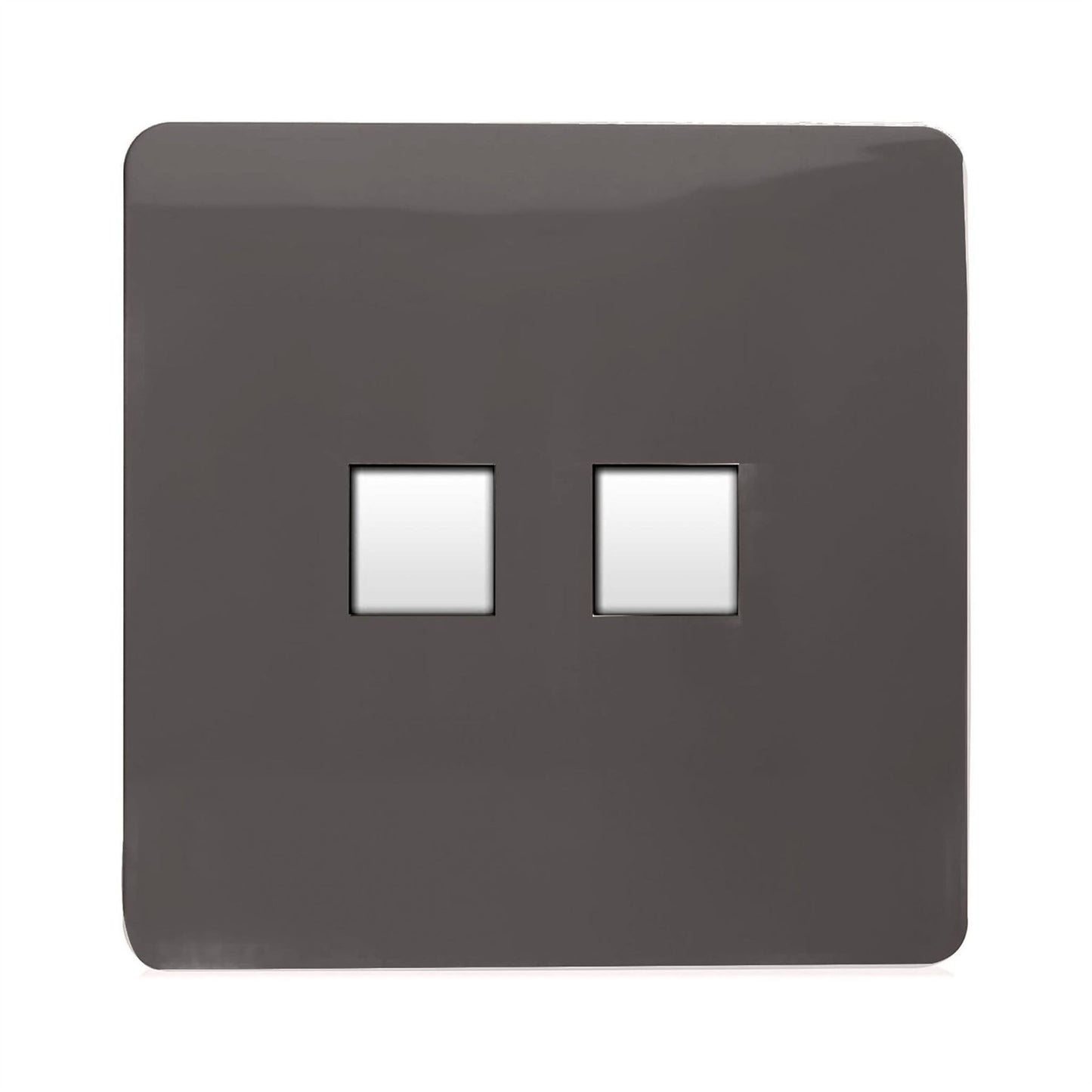 Trendi 2 Gang RJ45 Cat 6 PC Ethernet & Modern Designer Telephone Slave Sockets in Dark Brown