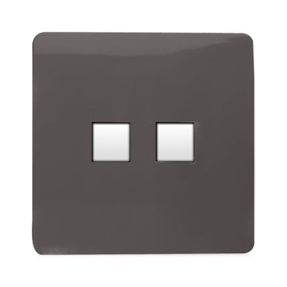 Trendi 2 Gang RJ45 Cat 6 PC Ethernet & Modern Designer Telephone Slave Sockets in Dark Brown