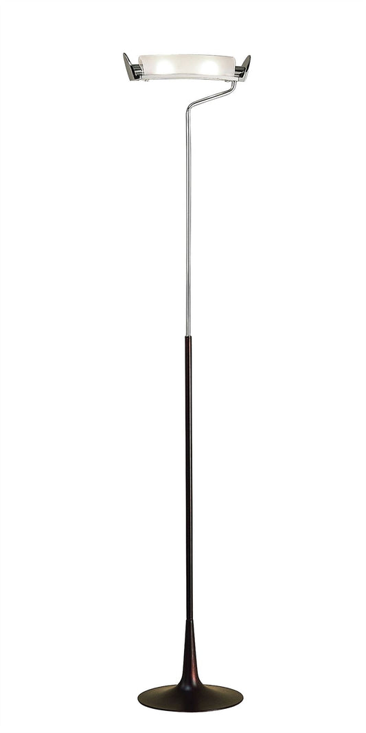 Mantra Zira Floor Lamp 2 Light G9, Polished Chrome/Frosted White Glass/Wenge, NOT LED/CFL Compatible