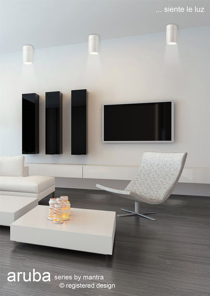 Mantra Fusion M5626 Aruba Flush Large 12cm Round 1 x E27, Matt White - M5626 Ceiling