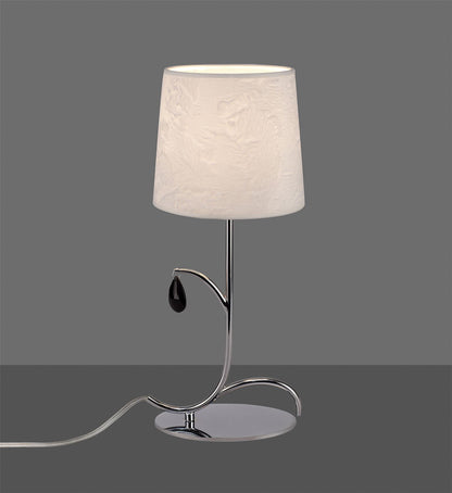 Mantra M6319 Andrea Table Lamp 45cm, 1 x E14 (Max 20W), Polished Chrome, White Shades, Black Crystal Droplets