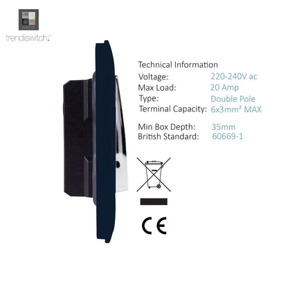 Trendi Artistic Modern Glossy 20 A Tactile Light Switch & Neon Insert Navy