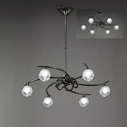 Mantra Fragma 69cm Telescopic Convertible To Semi Flush 6 Light G9, Black Chrome