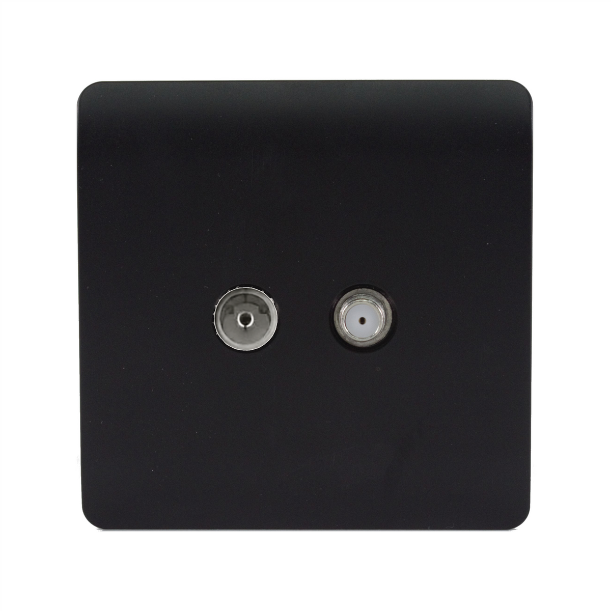 Trendi Switch Matt Black TV Coaxial & F-Type Satellite Socket - Screwless