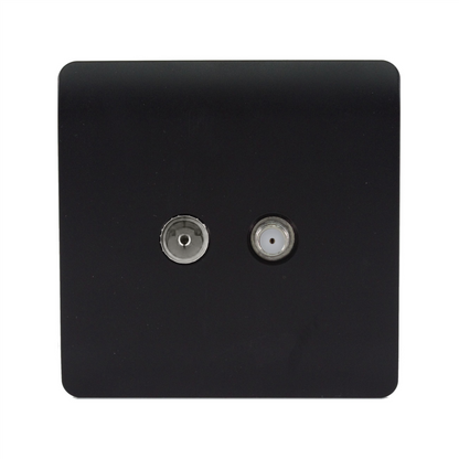 Trendi Switch Matt Black TV Coaxial & F-Type Satellite Socket - Screwless