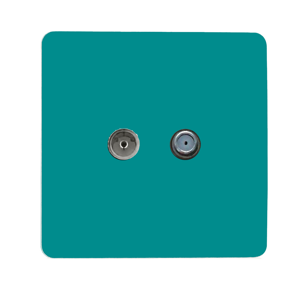 Trendi Switch Bright Teal TV Coaxial & F-Type Satellite Socket - Screwless