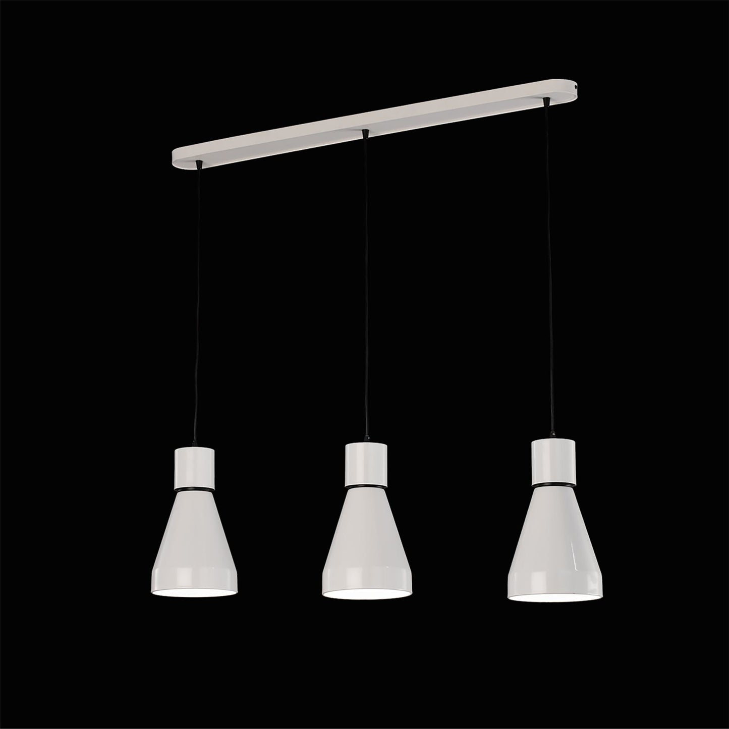 Mantra Fusion Kos E27 Fusion M5841 Kos Linear Pendant 3L 3 x E27 Max 40W, White/ Black