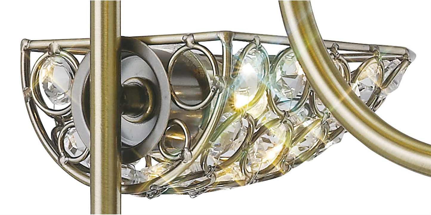 Diyas Ashton Semi  4 Light G9 Antique Brass/Crystal Ceiling Light Fitting