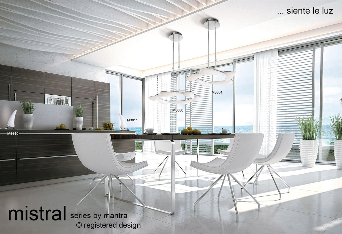 Mantra Mistral LED M3811 Mistral Table Lamp Left 6W LED 3000K, 540lm, Polished Chrome/Frosted Acrylic, 3yrs Warranty