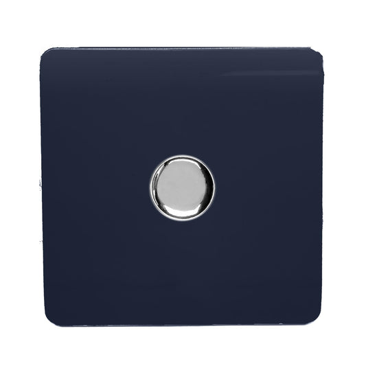 Trendi 1 Gang 2 Way 150w LED Dimmer Screwless 10 Amp Wall Light Switch in Navy Blue - ART-LDM150WNV