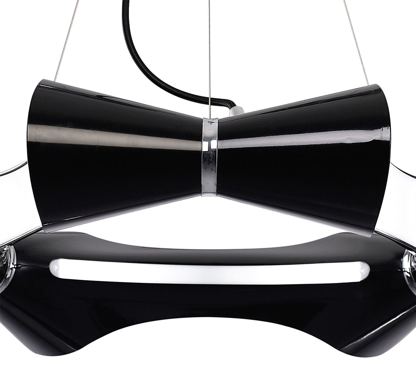 Mantra M1550 Ora Pendant 6 Flat Round Light E27, Gloss Black/White Acrylic/Polished Chrome
