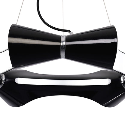 Mantra M1550 Ora Pendant 6 Flat Round Light E27, Gloss Black/White Acrylic/Polished Chrome