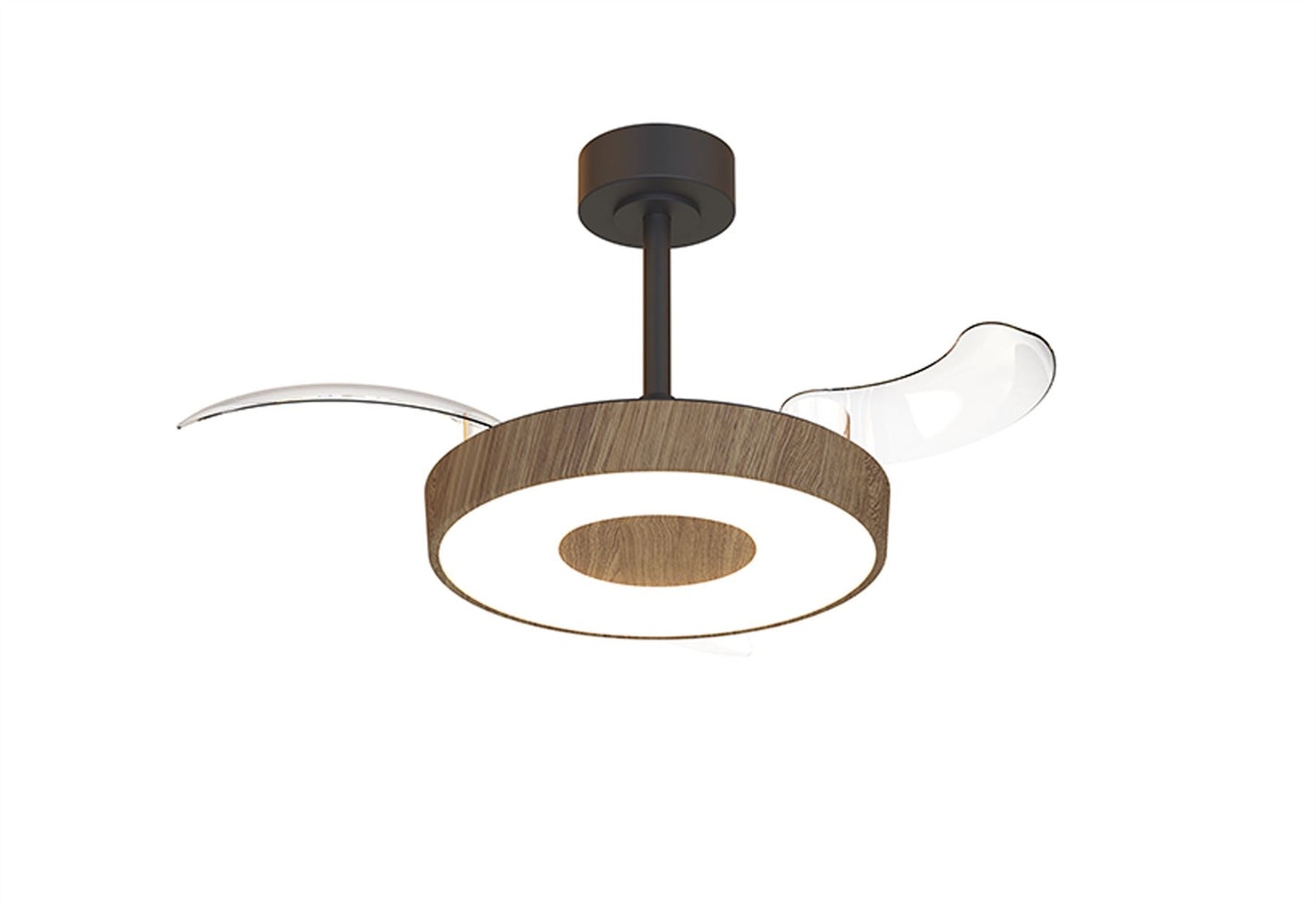 Coin Fan Mini Smart 40cm 36W LED Dimmable Ceiling With Built-In 25W DC Fan, 3000-5000K Remote, APP, Alexa & Google Voice Control, 5710lm, Walnut/Black
