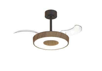 Coin Fan Mini Smart 40cm 36W LED Dimmable Ceiling With Built-In 25W DC Fan, 3000-5000K Remote, APP, Alexa & Google Voice Control, 5710lm, Walnut/Black
