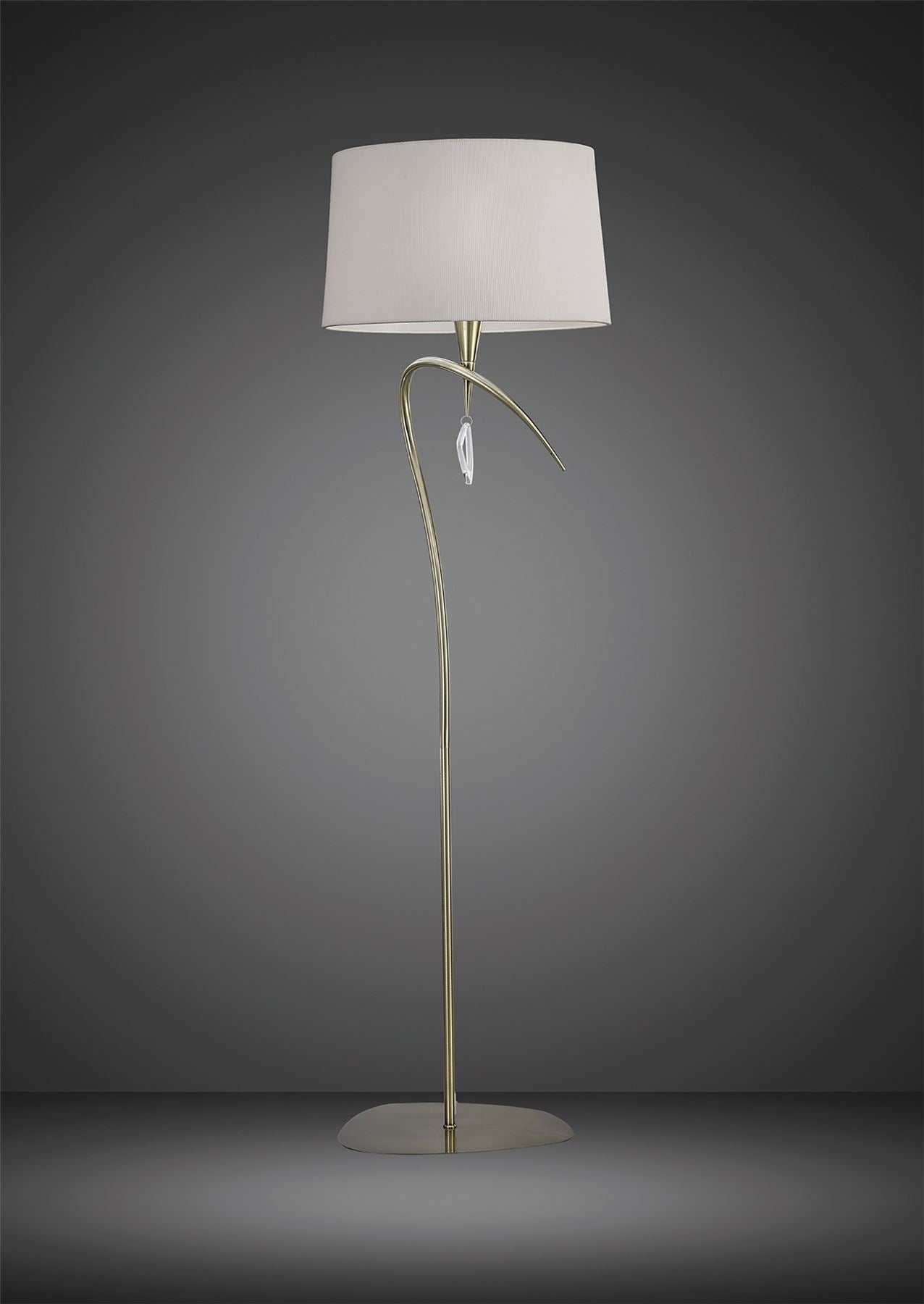Mantra Mara Floor Lamp 4 Light E27, Antique Brass with Ivory White Shade