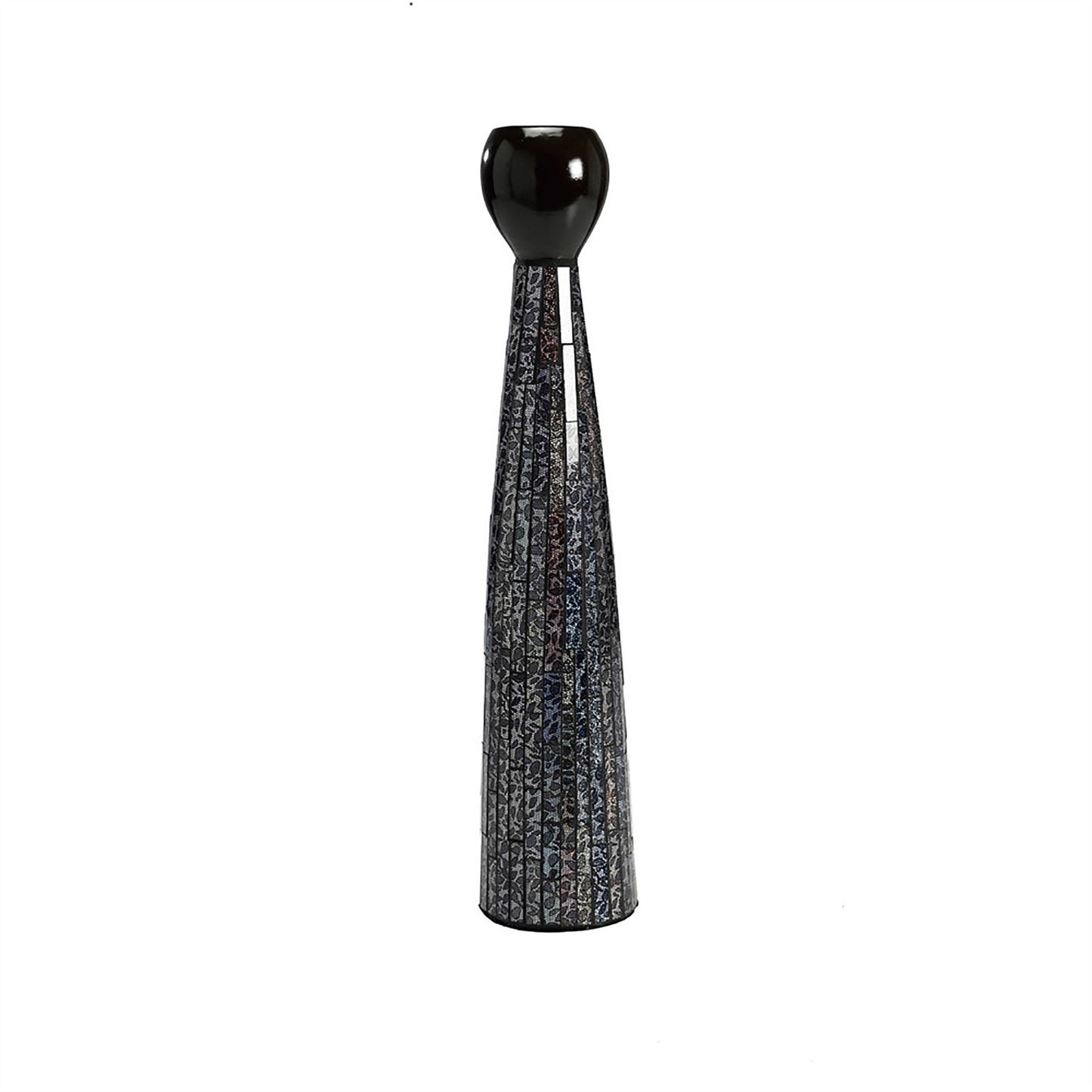 Diyas Home (DH) Silvia Mosaic Thin Vase Small Black/Chrome Mosaic