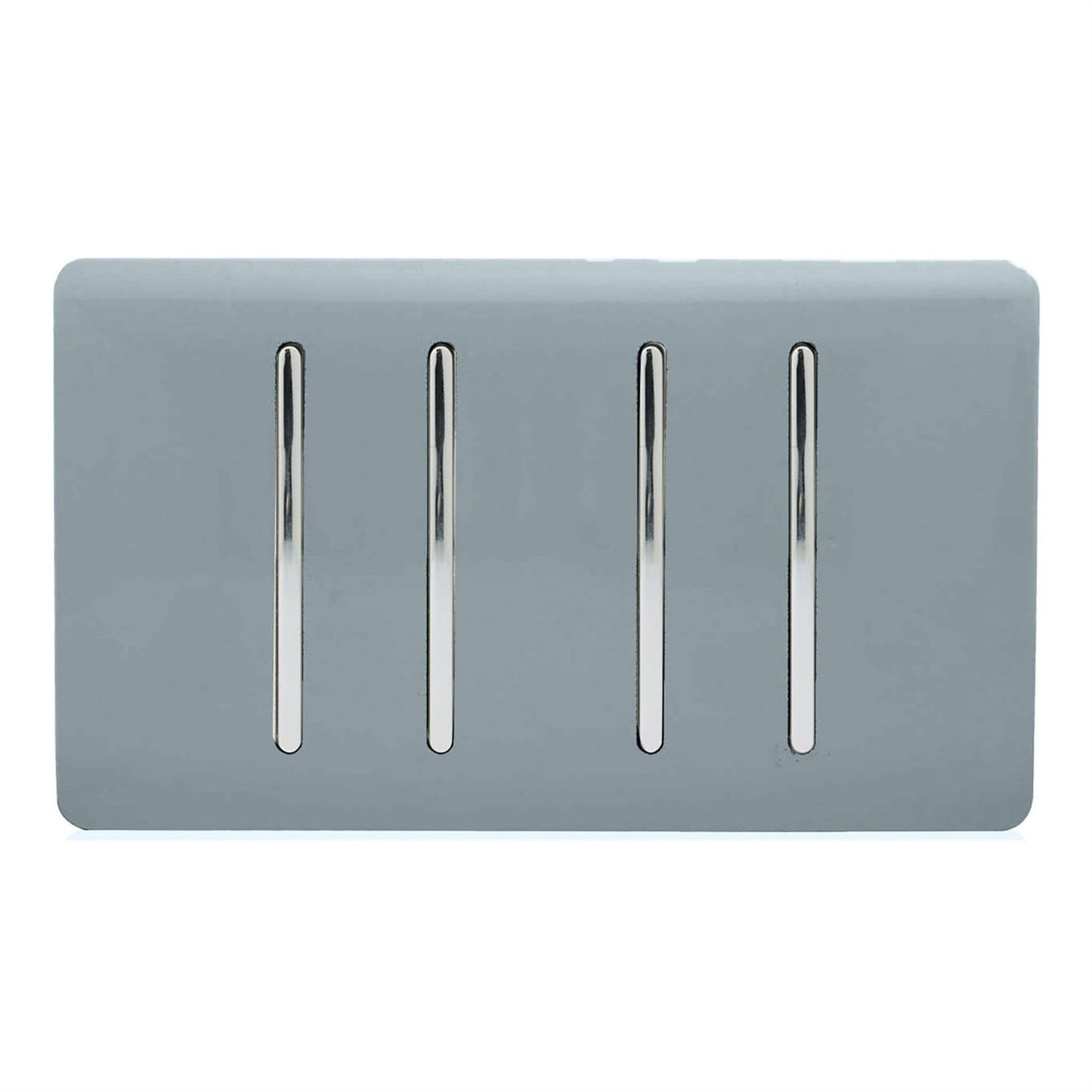 Trendi 4 Gang (2 Way & 1x Intermediate) Glossy 10 Amp Rocker Light Switch Cool Grey