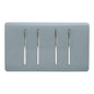 Trendi 4 Gang (2 Way & 1x Intermediate) Glossy 10 Amp Rocker Light Switch Cool Grey