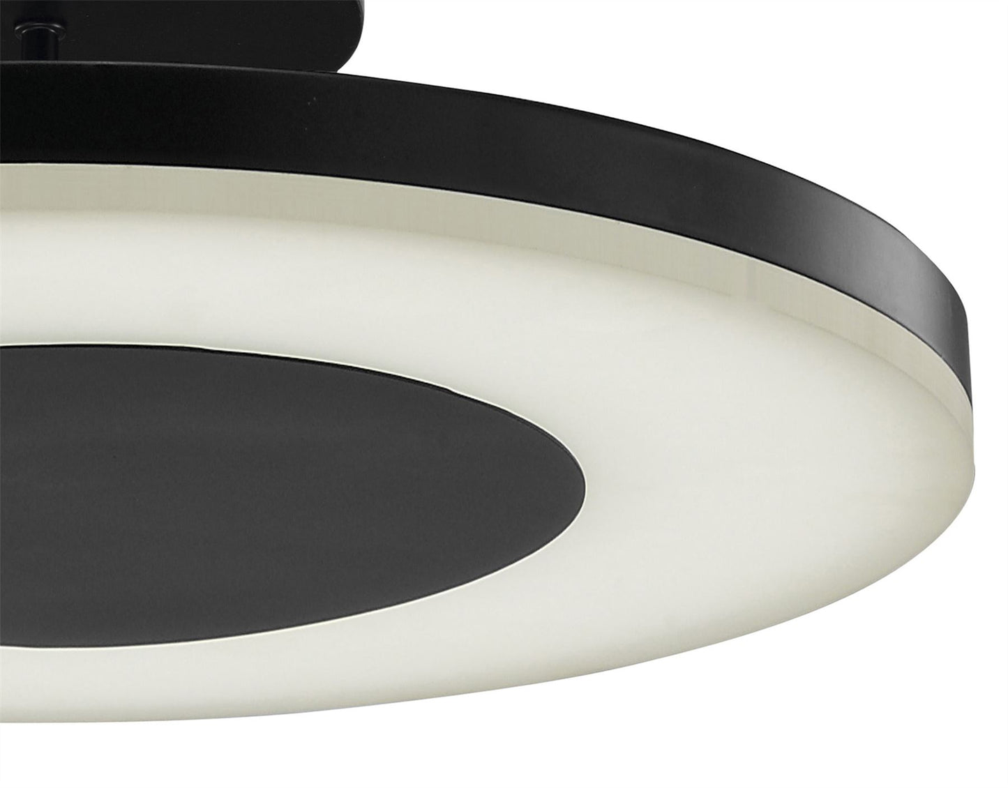 Mantra Discobolo 36cm LED Ceiling Light, 1800lm, Matt Black/Frosted Acrylic, 3yrs Warranty