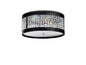 Diyas Celsa 45cm Flush  4 Light E14 Polished Chrome/Black Faux Leather/Crystal Ceiling Light Fitting