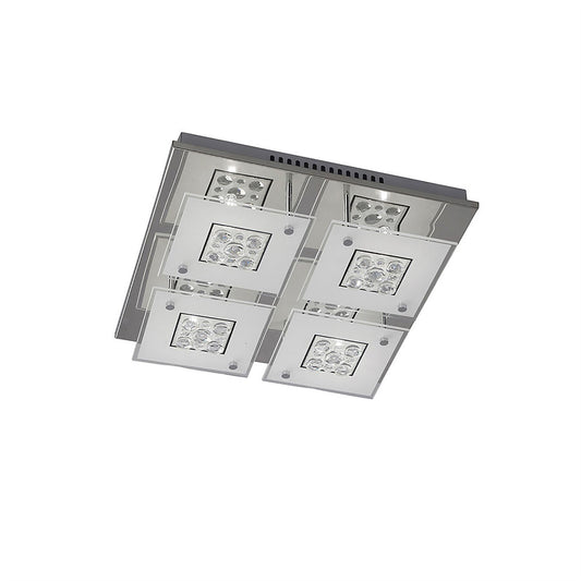 Diyas Cosmic Flush  Square 4 Light G9 Polished Chrome/Glass/Crystal Ceiling Light Fitting