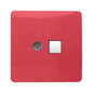 Trendi Switch 2 Gang TV Co-Axial & RJ45 Cat 6 Modern Designer PC Ethernet Sockets in Strawberry