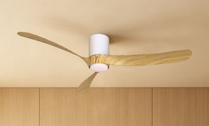 Nemo II L 1.3m 19W LED Dimmable Ceiling Light With Built-In 32W DC Fan, 3000-5000K Remote Control, 3800lm, Wood/White, 5yrs Warranty
