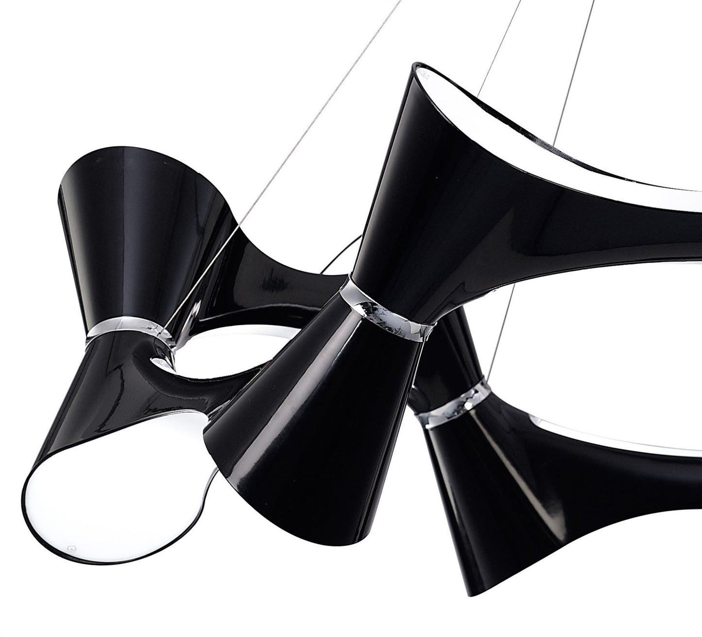 Mantra M1553 Ora Pendant 12 Twisted Round Light E27, Gloss Black/White Acrylic/Polished Chrome