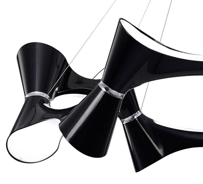 Mantra M1553 Ora Pendant 12 Twisted Round Light E27, Gloss Black/White Acrylic/Polished Chrome