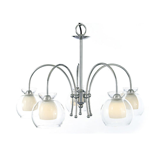 Diyas Malvina 64cm /Semi Flush 5 Light G9 Polished Chrome/Clear Glass Ceiling Pendant Light Fitting