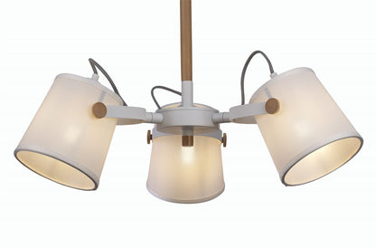 Mantra M5461 Nordica II Position Pendant 3 Light 3x23W E27, White/Beech with White Shades